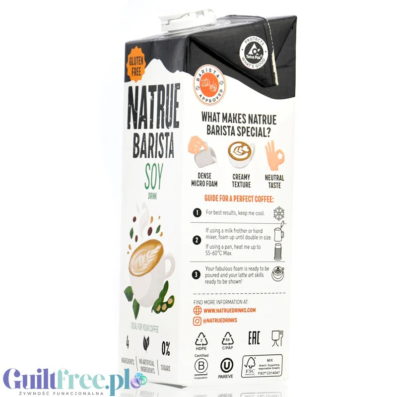 Natrue Barista Soy Drink 1L - wegański bezglutenowy napój sojowy do kawy bez cukru tylko 4 składniki - Image 4