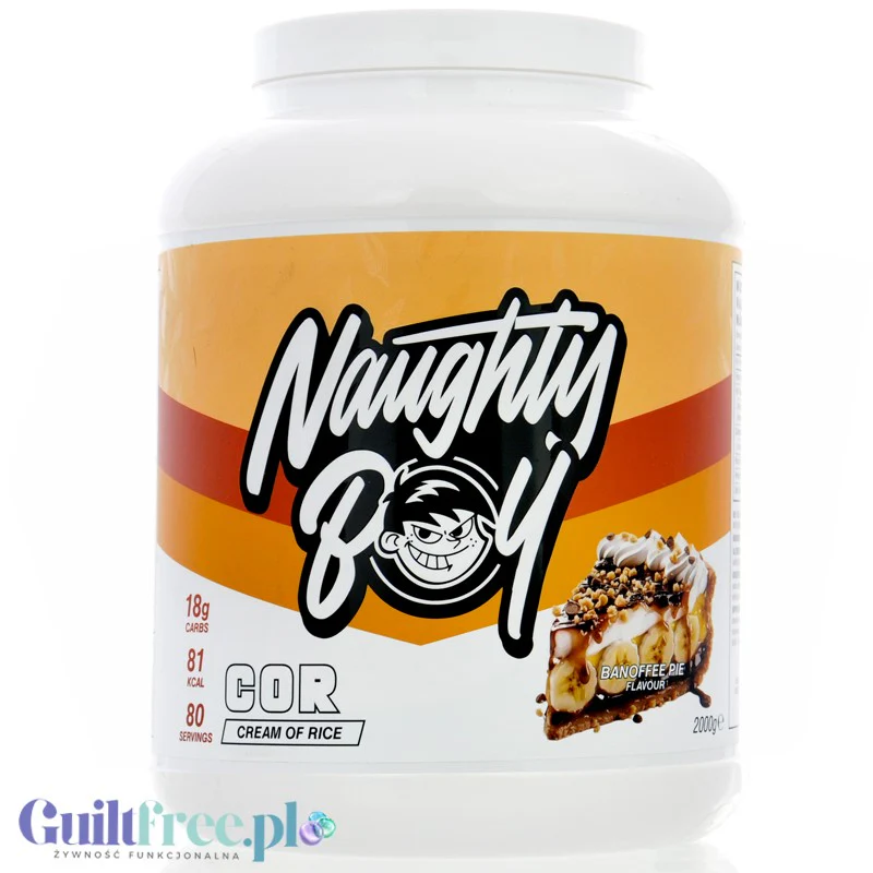 Naughty Boy Cream of Rice, Banoffee Pie 2kg - kleik ryżowy bez cukru, regeneracyjny posiłek treningowy, Banan & Tofi