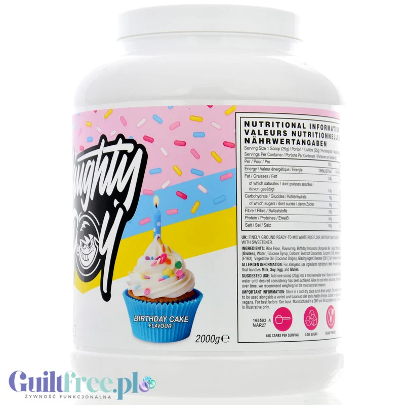 Naughty Boy Cream of Rice, Birthday Cake 2kg - kleik ryżowy bez cukru, regeneracyjny posiłek treningowy, Tort Urodzinowy - Image 2