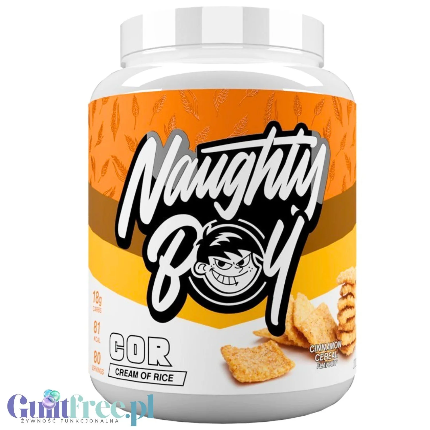 Naughty Boy Cream Of Rice Cinnamon Cereal 2kg - kleik ryżowy bez cukru, regeneracyjny posiłek treningowy, Cynamonowe płatki