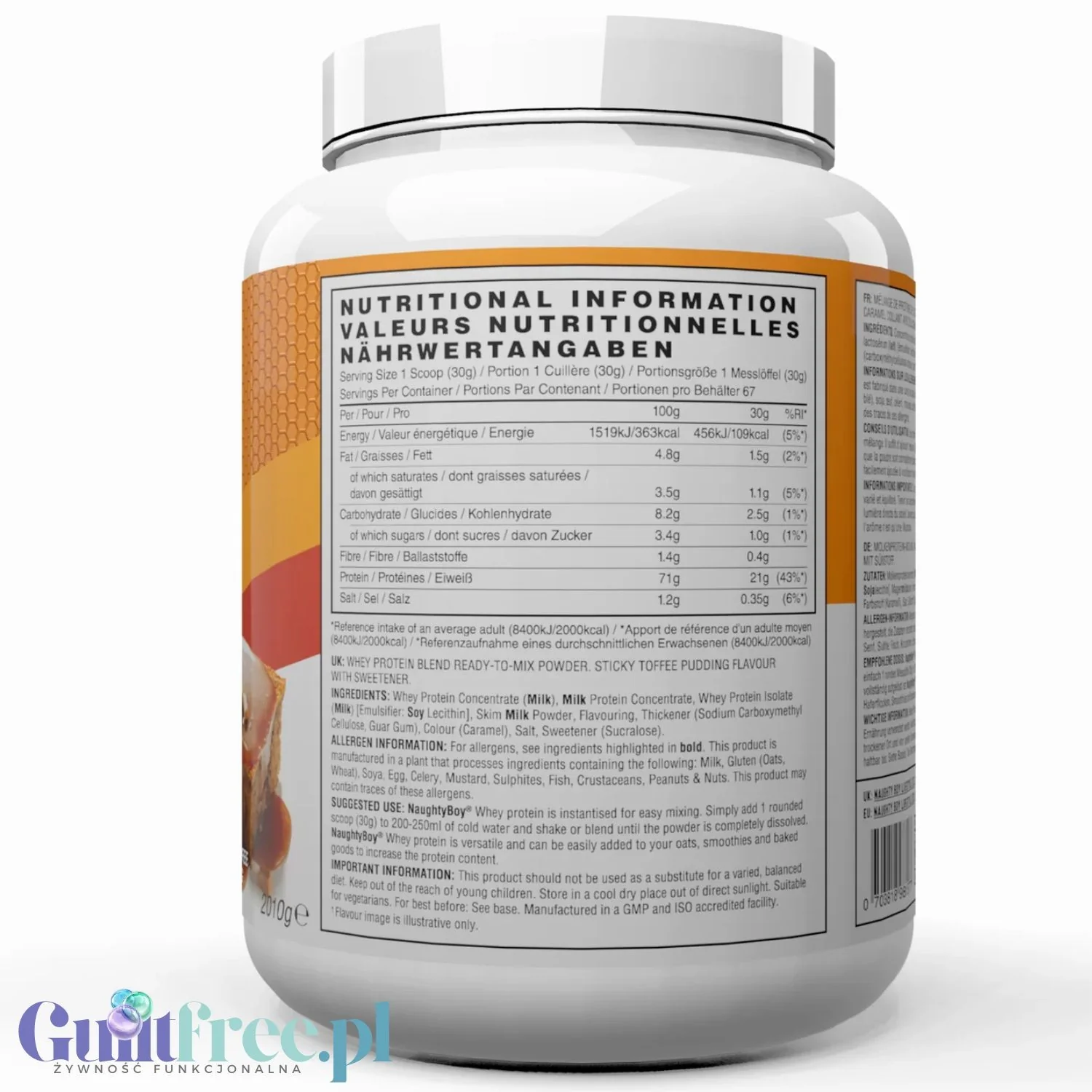 Naughty Boy Whey Advanced Protein Sticky Toffee Pudding 2kg - gęsta odżywka białkowa smak Ciasta Karmelowego - Image 2