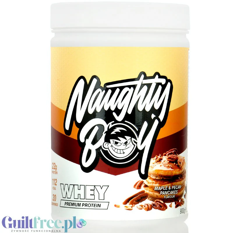 Naughty Boy Whey Pemium Protein Maple & Pecan Pancake 900g - gęsta odżywka białkowa WPI, WPC & MPC