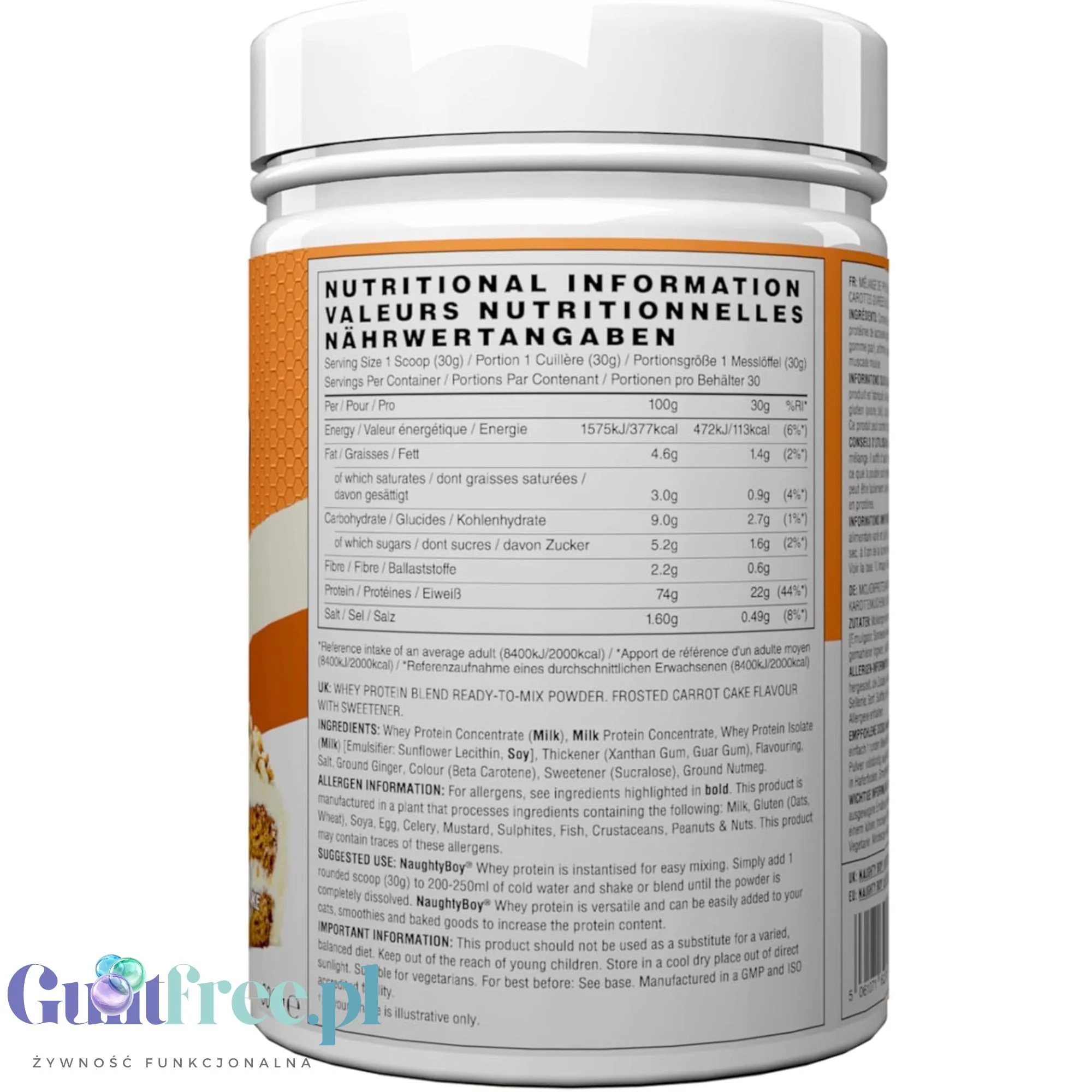 Naughty Boy Whey Premium Protein Frosted Carrot Cake 900g - gęsta odżywka białkowa WPI, WPC & MPC - Image 2