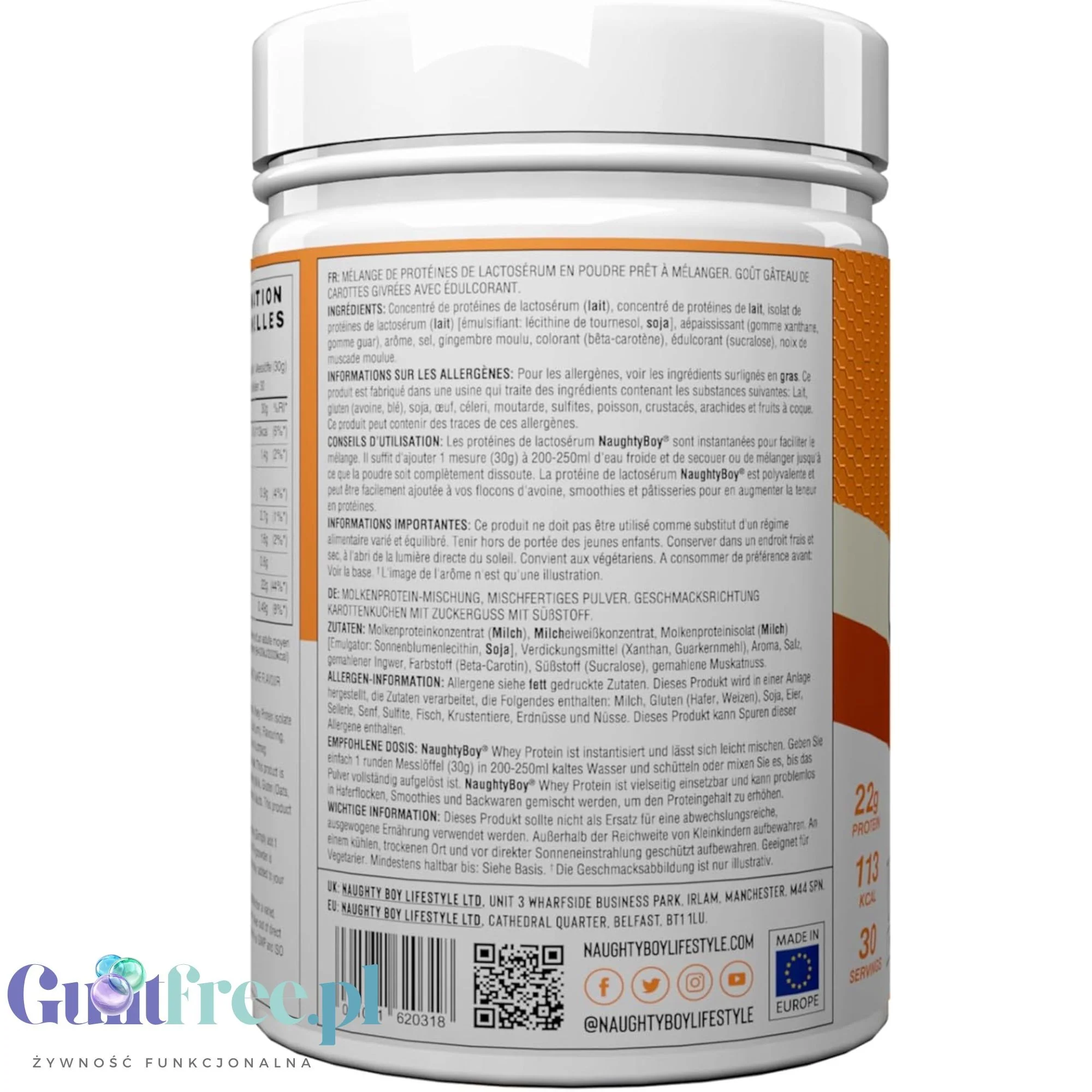 Naughty Boy Whey Premium Protein Frosted Carrot Cake 900g - gęsta odżywka białkowa WPI, WPC & MPC - Image 3