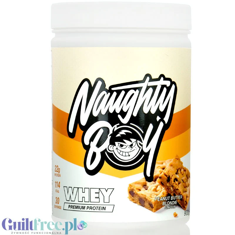 Naughty Boy Whey Premium Protein Peanut Butter Blondie 900g - gęsta odżywka białkowa WPI, WPC & MPC