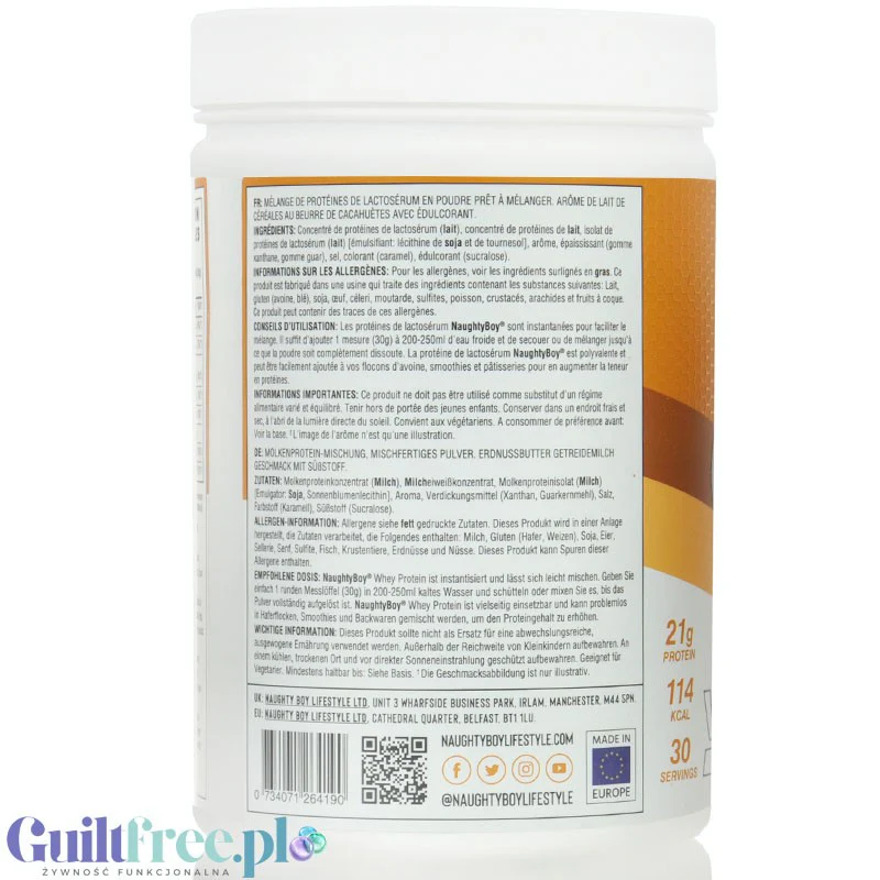 Naughty Boy Whey Premium Protein Peanut Butter Cereal Milk 900g - gęsta odżywka białkowa WPI, WPC & MPC - Image 3