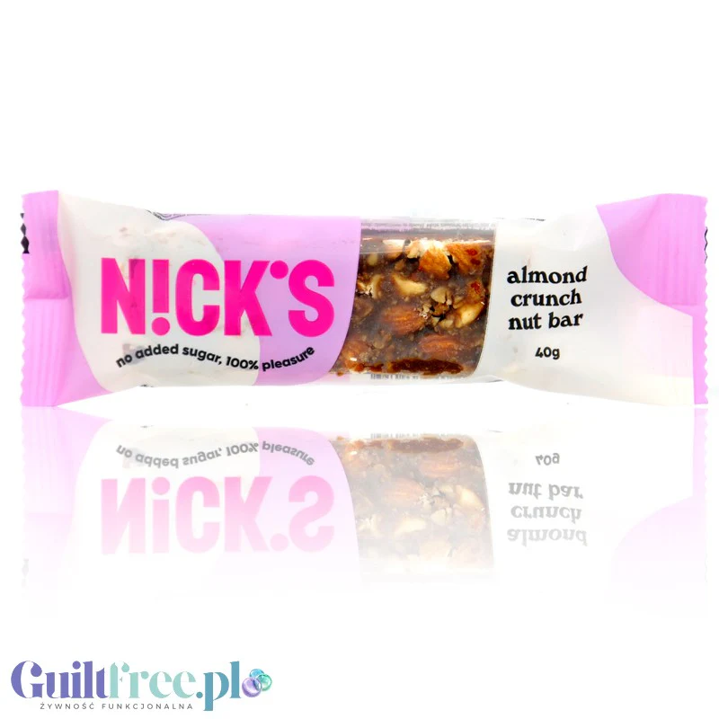 N!CK'S Nicks Almond Crunch Nut Bar - wegański baton 173kcal bez dodatku cukru ze stewią i erytrolem