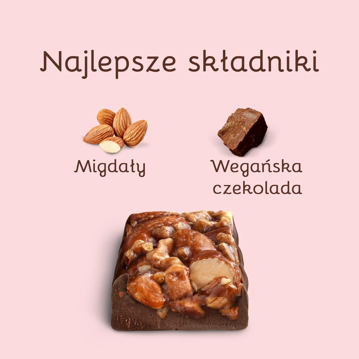 N!CK'S Nicks Almond Crunch Nut Bar - wegański baton 173kcal bez dodatku cukru ze stewią i erytrolem - Image 2