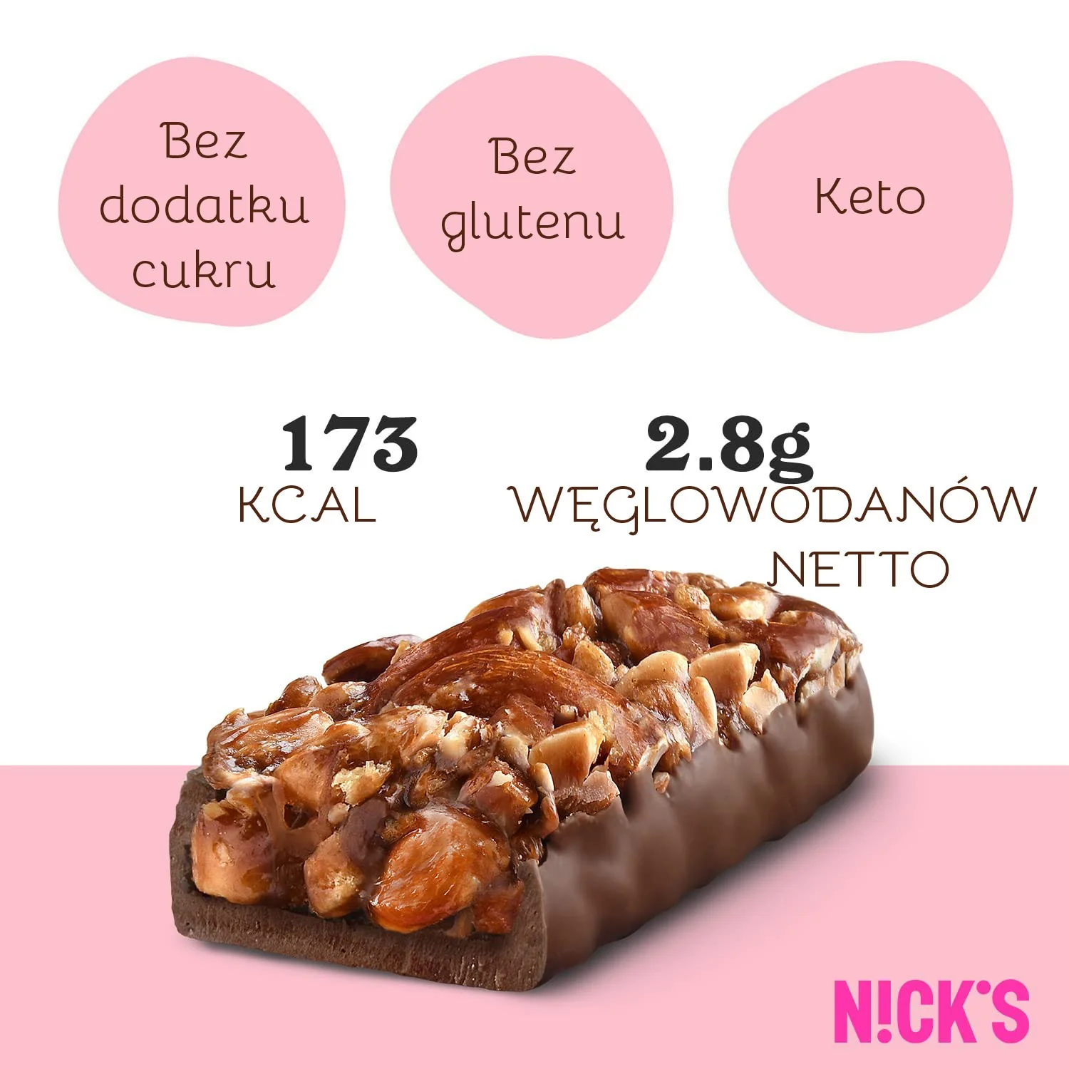 N!CK'S Nicks Almond Crunch Nut Bar - wegański baton 173kcal bez dodatku cukru ze stewią i erytrolem - Image 4