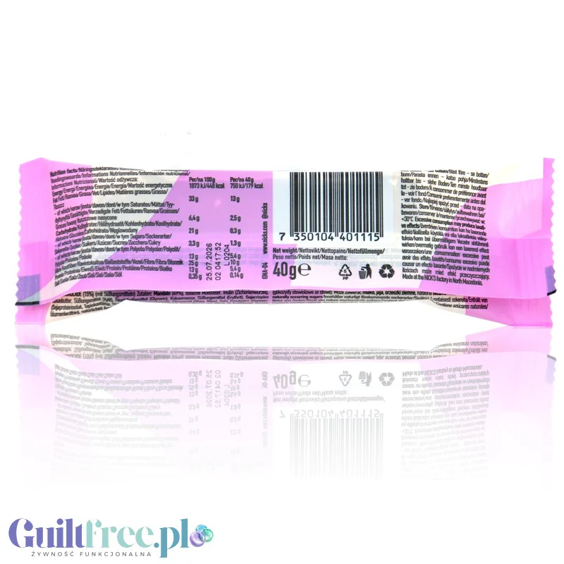 N!CK'S Nicks Almond Crunch Nut Bar - wegański baton 173kcal bez dodatku cukru ze stewią i erytrolem - Image 6