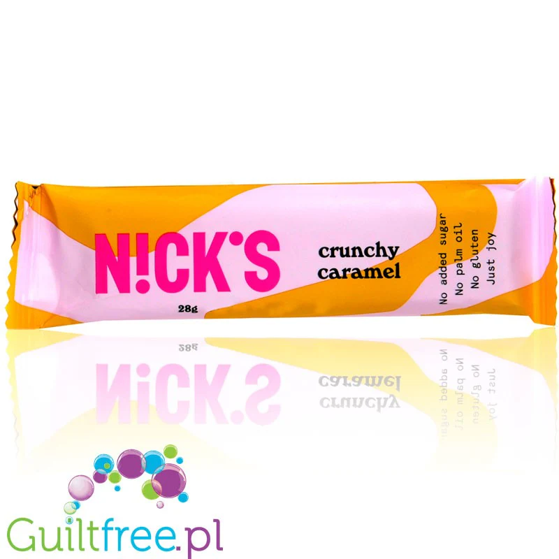N!CK'S Nicks Crunchy Caramel 88kcal - czekoladka z krokantem migdałowym bez dodatku cukru ze stewią i erytrolem