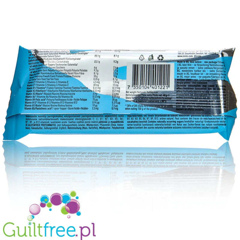 N!CK'S Nicks  Protein Waffer, Milk Chocolate  - bezglutenowy wafelek proteinowy, Mleczna Czekolada - Image 3