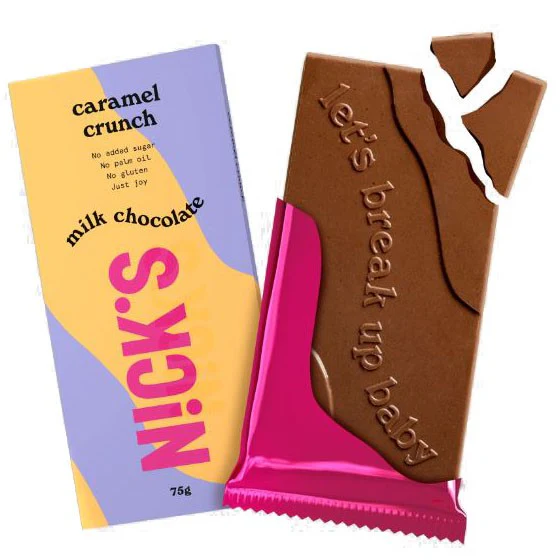 N!CK'S Nicks Milk Chocolate Caramel Crunch - mleczna czekolada z karmelem bez cukru i maltitolu ze stewią i erytrolem