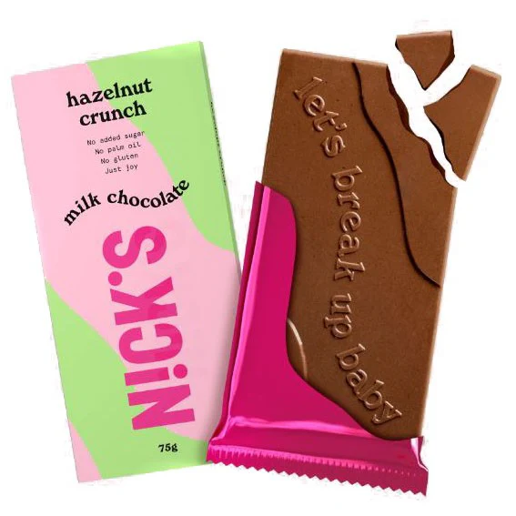 N!CK'S Nicks Milk Chocolate Hazelnut Crunch - mleczna czekolada z orzechami, bez cukru i maltitolu ze stewią i erytrolem