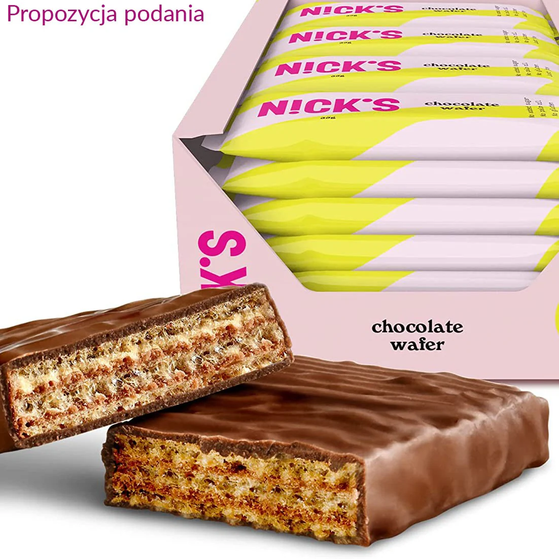 N!CK'S Nicks Waffer, Chocolate  - bezglutenowy wafelek czekoladowy w polewie, bez dodatku cukru - Image 2