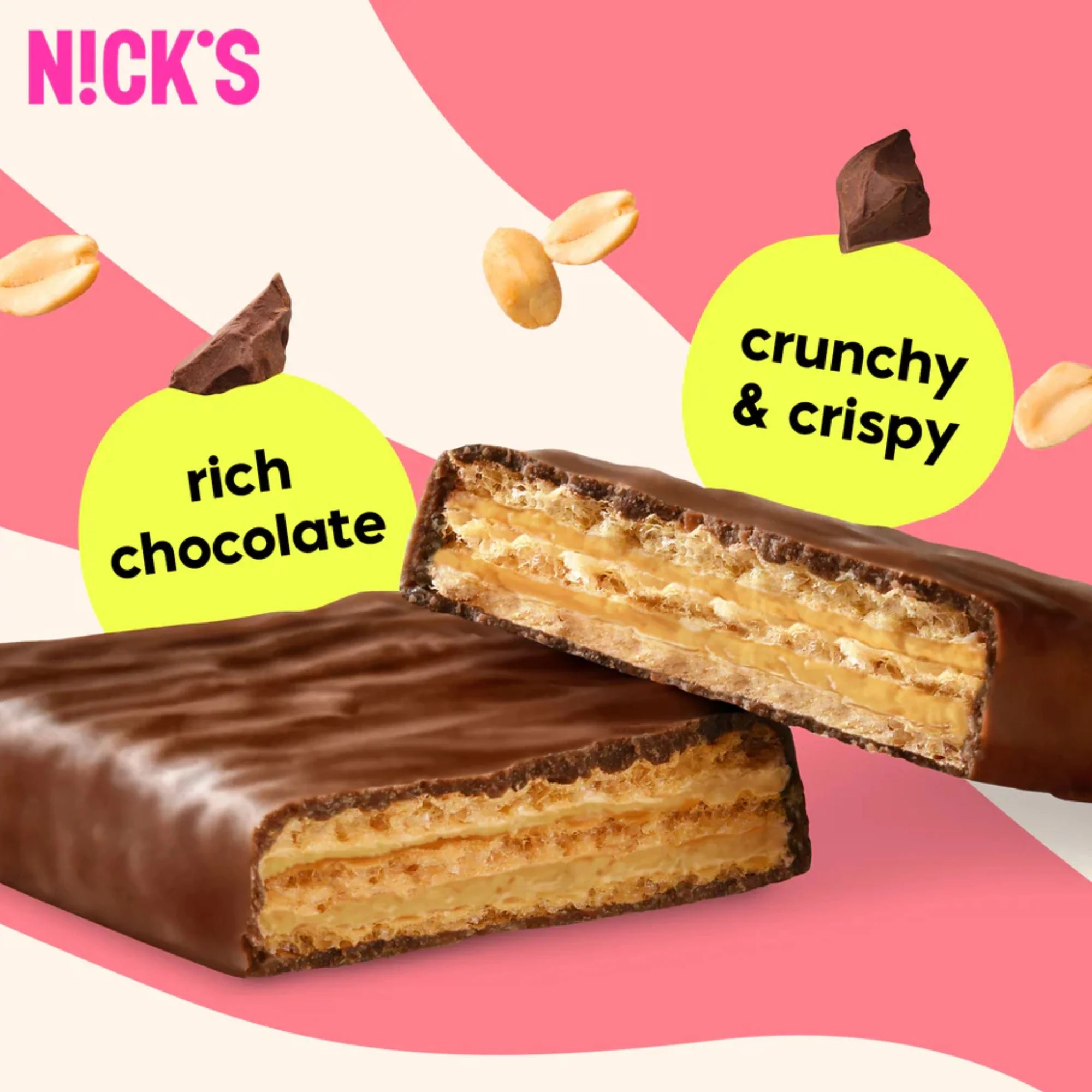 N!CK'S Nicks Protein Waffer, Peanut Butter - bezglutenowy wafelek proteinowy, smak masła orzechowgo - Image 3