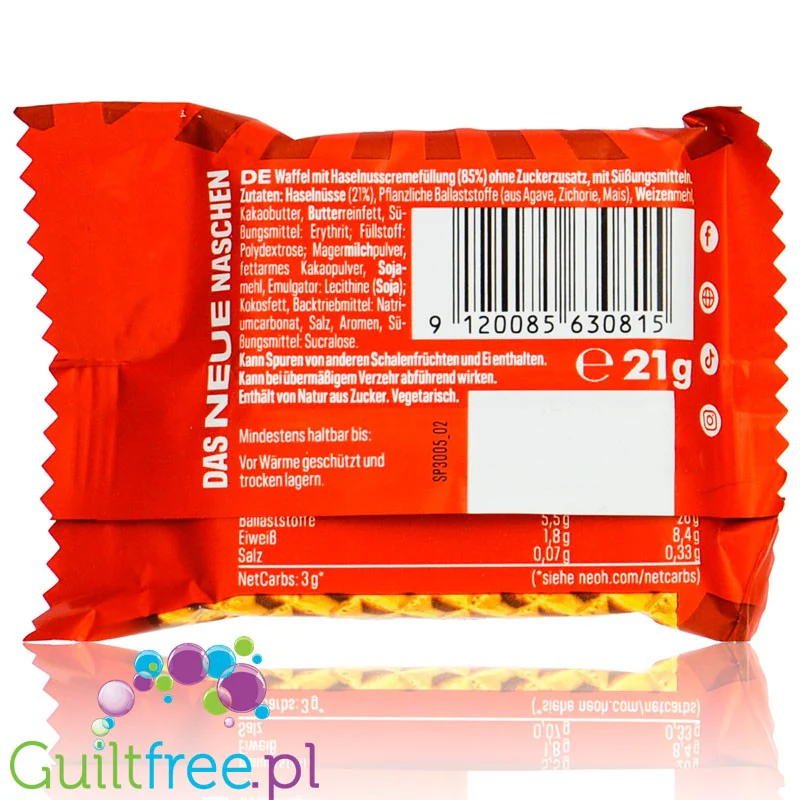 NEOH Hazelnut Crunch 95kcal (al la Knoppers bez cukru) - wafle z kremem kakaowo-orzechowym - Image 3