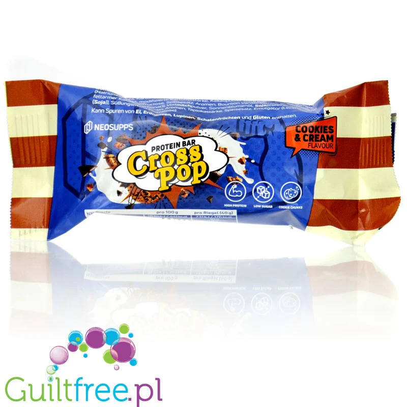 Neosupps Protein Bar Cross Pop Cookies & Cream - ciasteczkowy "Mały, ale Wariat", 13g białka & 176kcal - Image 4
