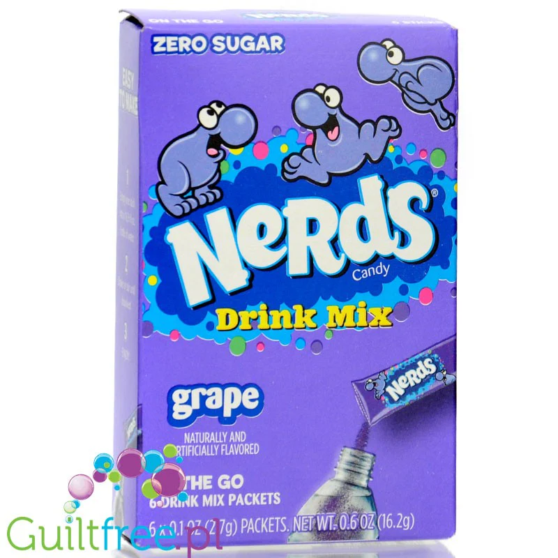 Nerds Singles to go! Drink Mix Grape - saszetki bez cukru, napój instant,  smak Fioletowe Winogrona
