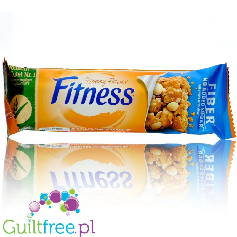 Nestlé Fitness Fiber Honey Bar 65kcal - chrupiący baton zbożowy z białą czekoladą bez dodatku cukru o smaku miodowym