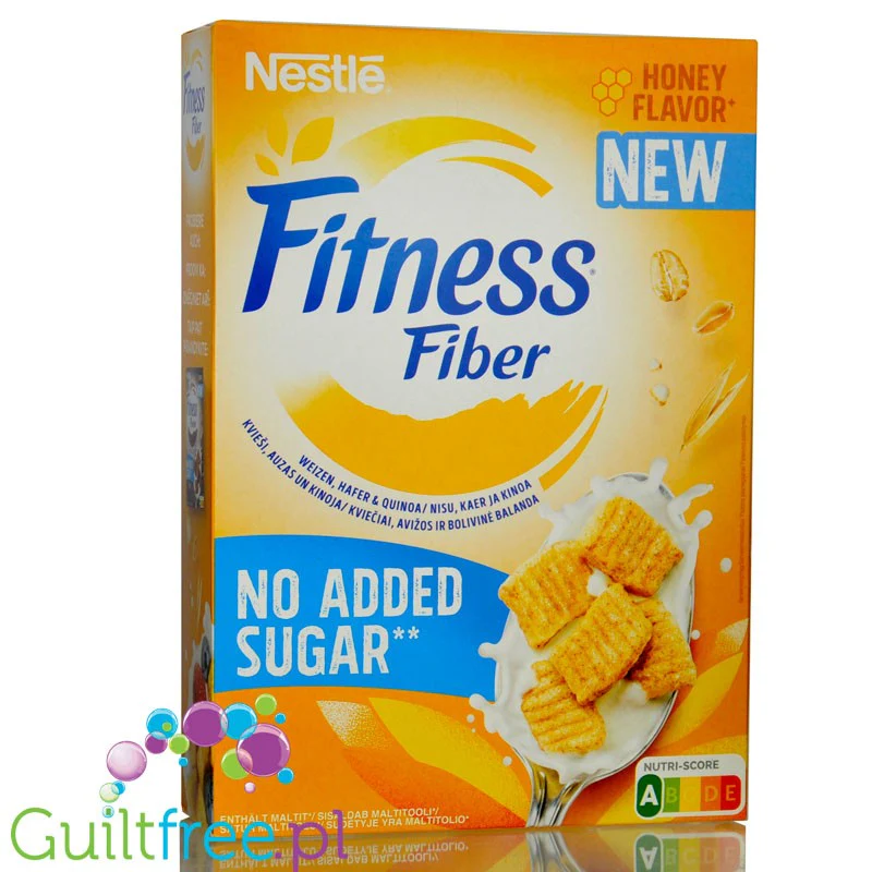 Nestle Fitness Fiber Honey - pełnoziarniste płatki śniadaniowe z komosą o smaku miodu, bez dodatku cukru