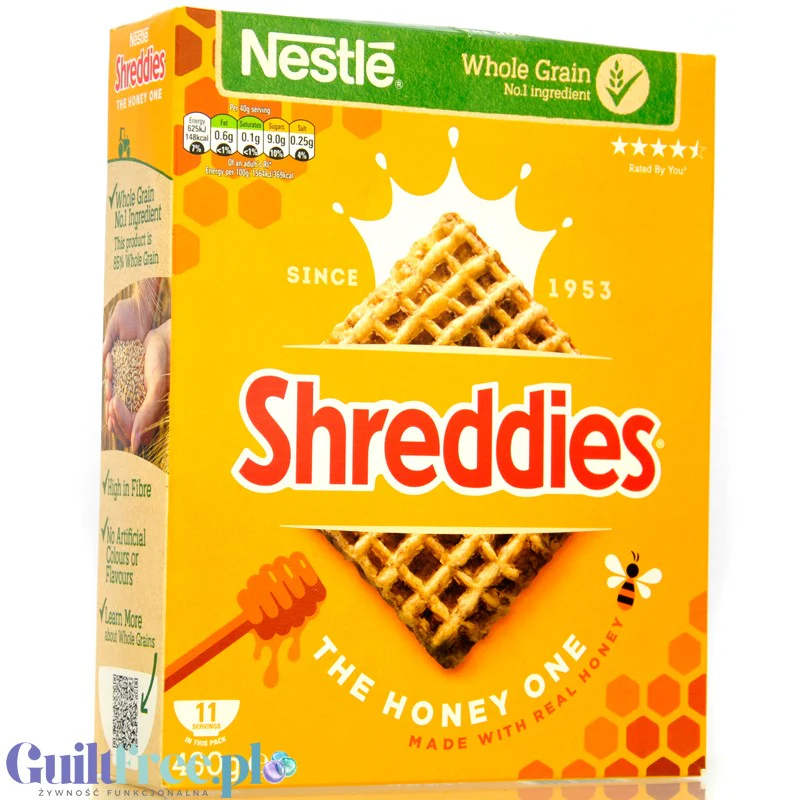 Nestle Shreddies Honey - zawsze chrupiące pełnoziarniste płatki śniadaniowe z miodem i witaminami