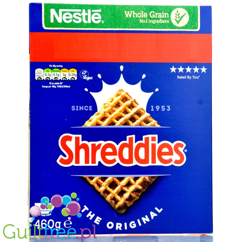Nestle Shreddies Original - zawsze chrupiące pełnoziarniste płatki śniadaniowe 12g błonnika