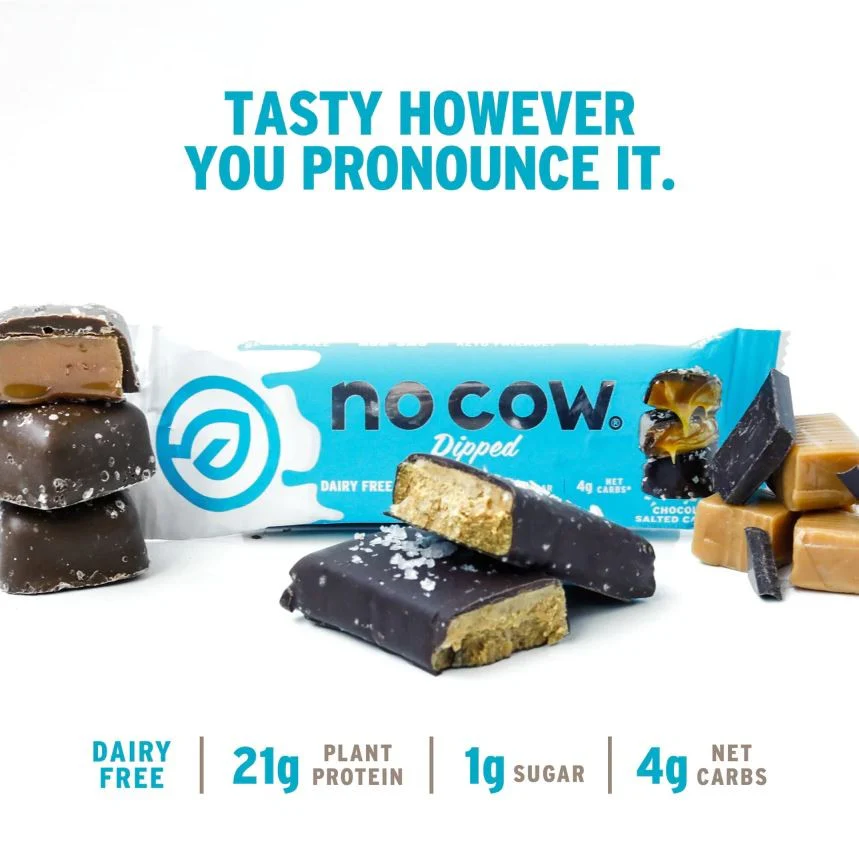 No Cow Bar Dipped, Chocolate Salted Caramel - wegański baton białkowy bez soi, Czekolada & Solony Karmel - Image 3