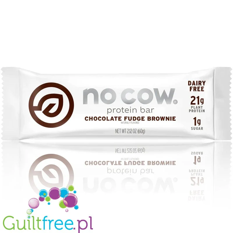 No Cow Bar, Chocolate Fudge Brownie - 210kcal & 21g białka, wegański baton białkowy bez soi i maltitolu - Image 3