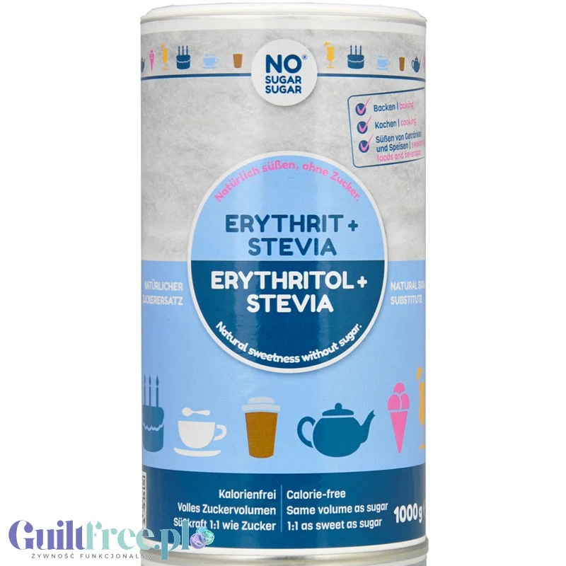 No SUGAR SUGAR Erythritol & Stevia 1kg - słodzik sypki bez kalorii substytut cukru 1:1