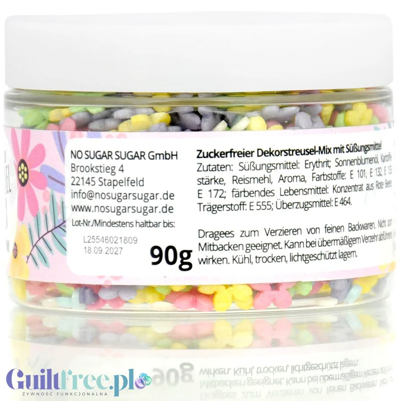 NO SUGAR SUGAR Streusel Mix Flower Power - pastelowa posypka bez cukru z erytrolem 72kcal - Image 2