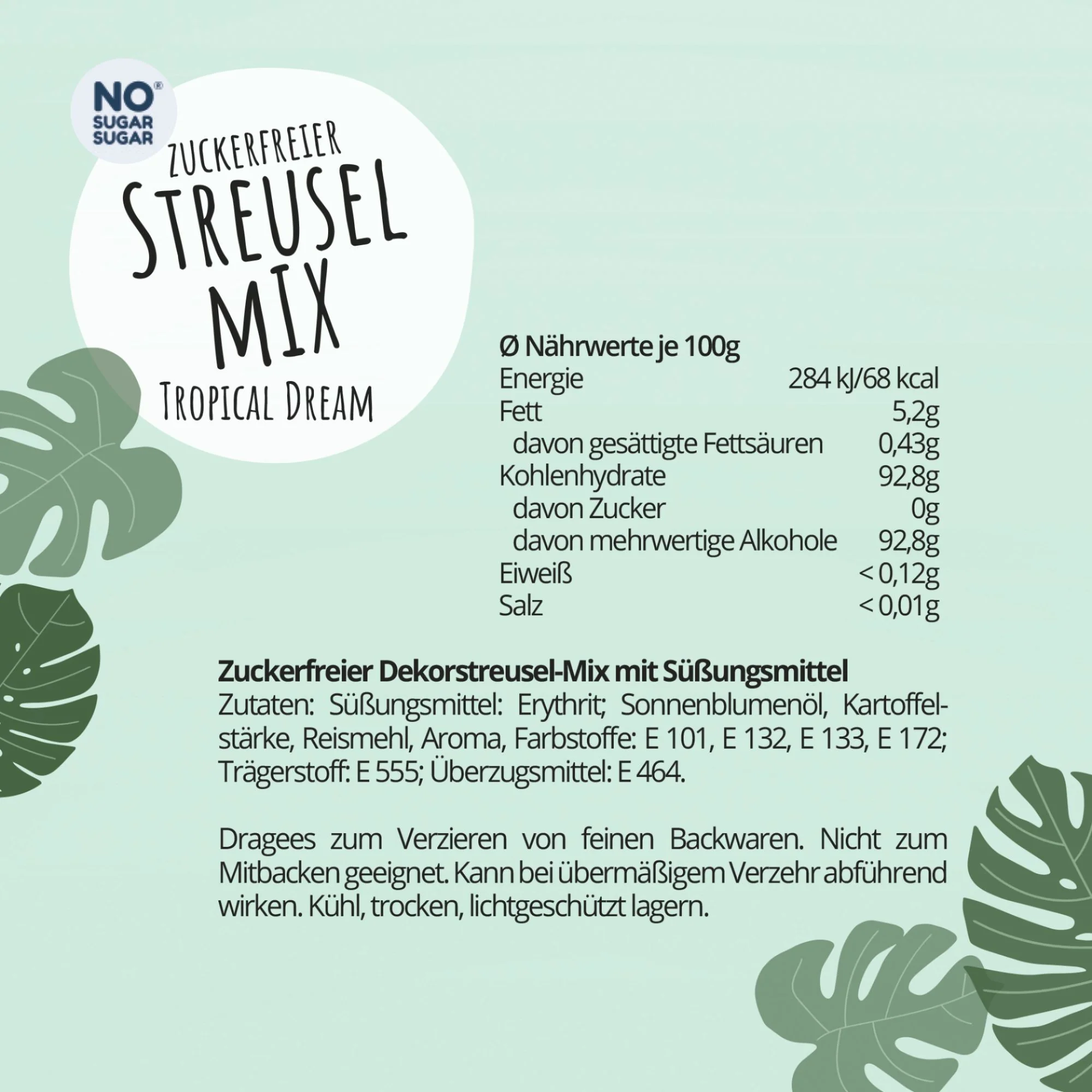 NO SUGAR SUGAR Streusel Mix Tropical Dream - posypka bez cukru z erytrolem 72kcal - Image 2