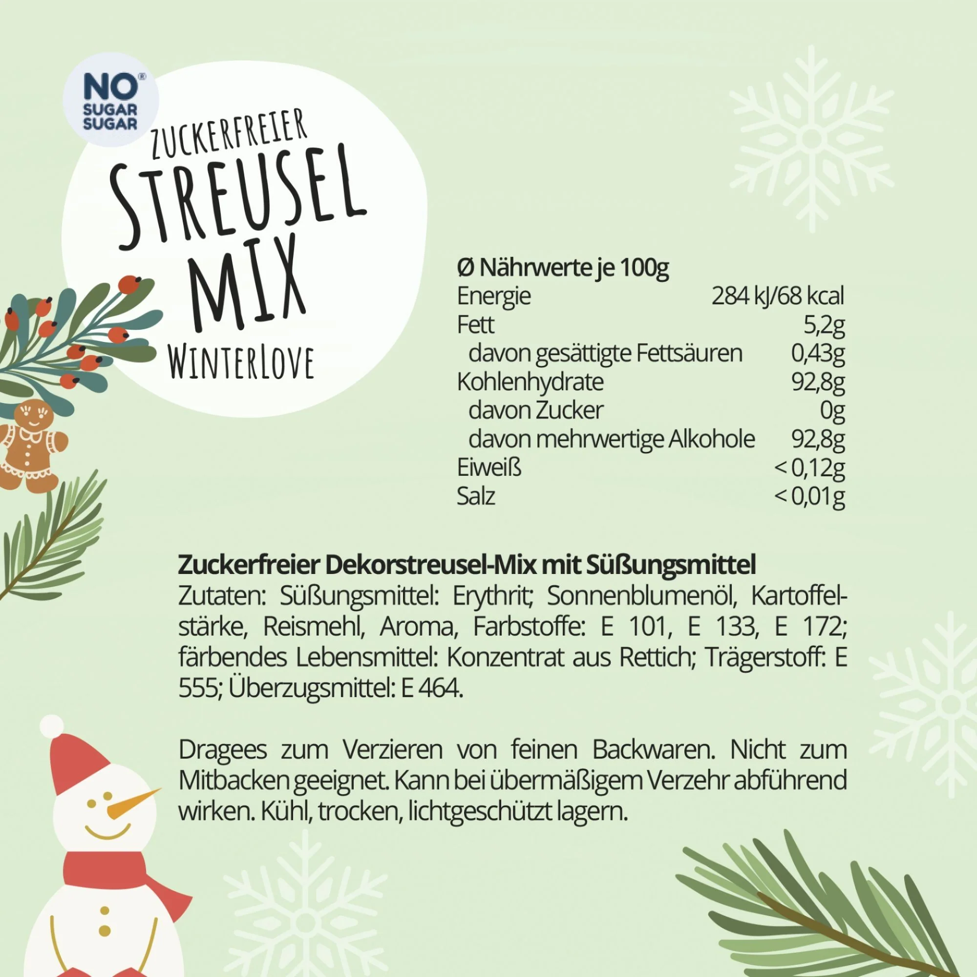 NO SUGAR SUGAR Streusel Mix Winter Love - świąteczna posypka bez cukru z erytrolem - Image 2