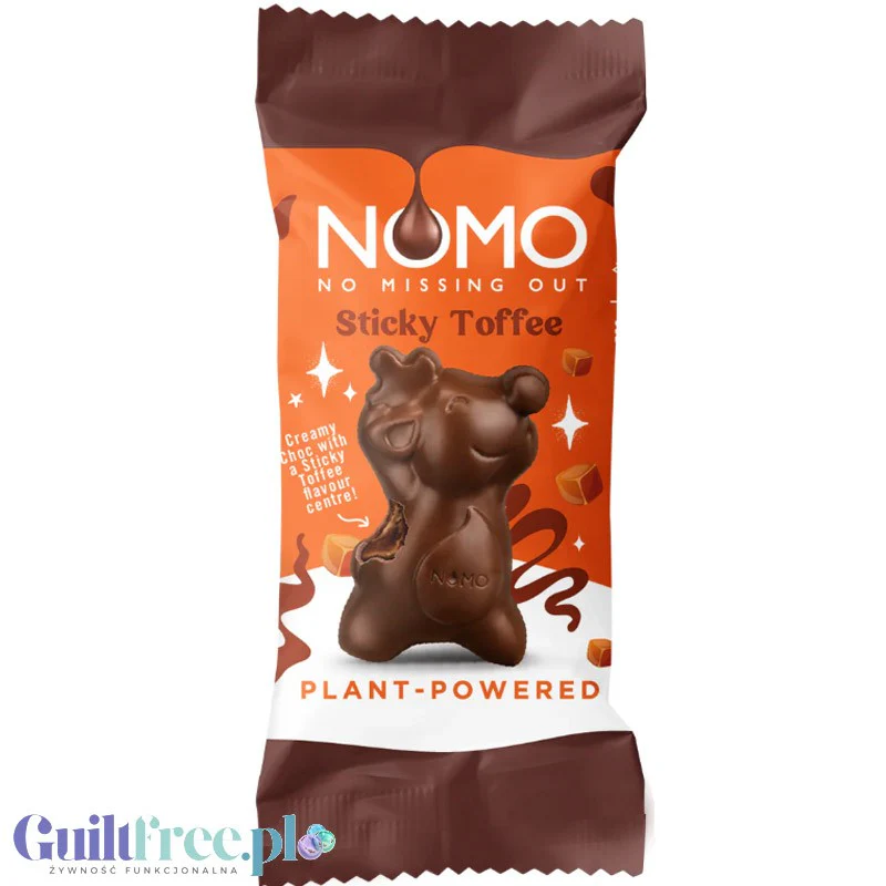 Nomo Sticky Toffee Reindeer - nadziewany renifer z wegańskiej mlecznej czekolady bez glutenu, jaj i orzechów