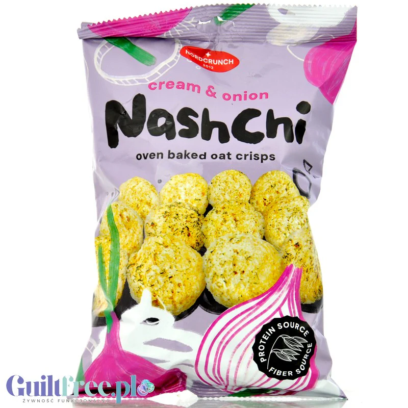 Nordcrunch NashChi Cream & Onion - owsiano-grochowe chrupki o smaku śmietankowo-cebulowym