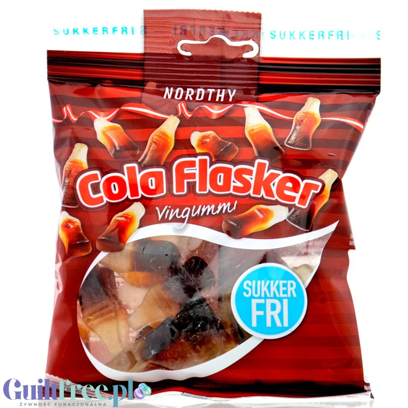 Nordthy Cola Flasker - żelki bez cukru o smaku coli 40% mniej kalorii
