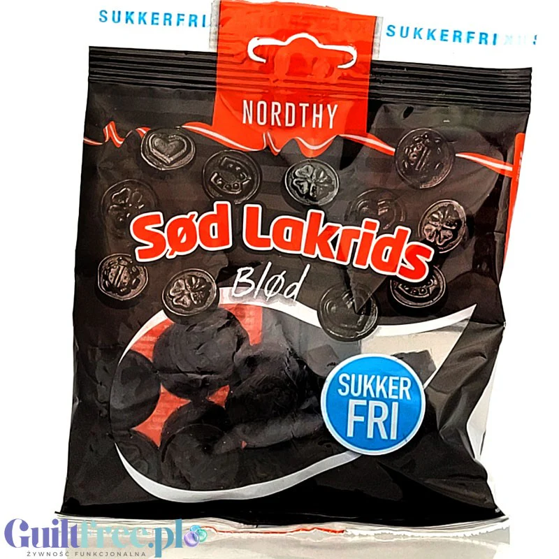 Nordthy Sod Lakrids Blod - wegańskie żelki lukrecjowe bez cukru (SŁODKIE)