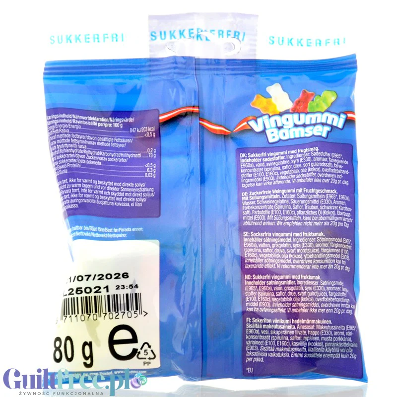 Nordthy Vingummi Bamser Mix - kolorowe misie żelki bez cukru 40% mniej kalorii - Image 2