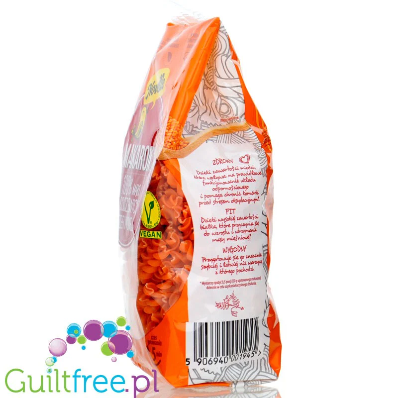 Novelle Makaron z Czerwonej Soczewicy 100%, Fusilli - wegański makaron świderki z czerwonej soczewicy 24g białka - Image 2