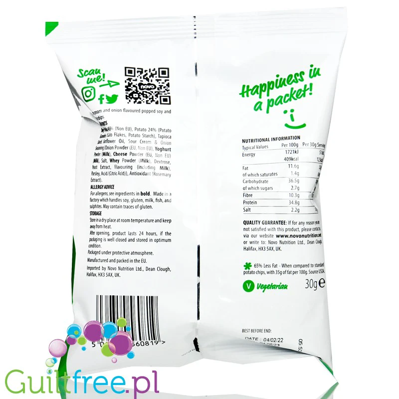 Novo Foods Protein Chips Sour Cream & Onion - Chipsy Proteinowe Śmietanka & Cebulka - Image 4