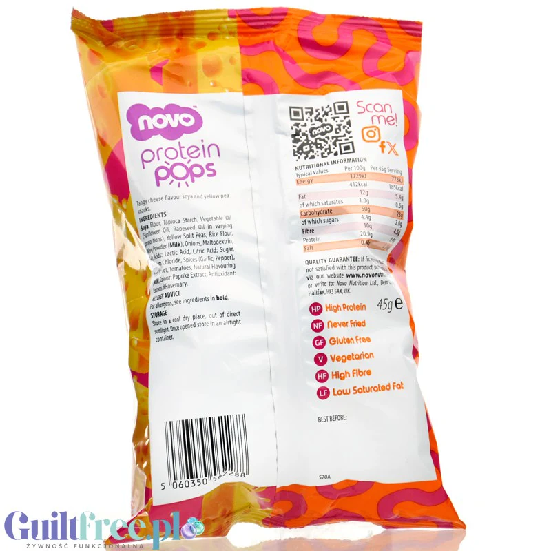 Novo Foods Protein Pops Tangy Cheese - pikantne chipsy proteinowe serowo-paprykowe 65% mniej tłuszczu - Image 2