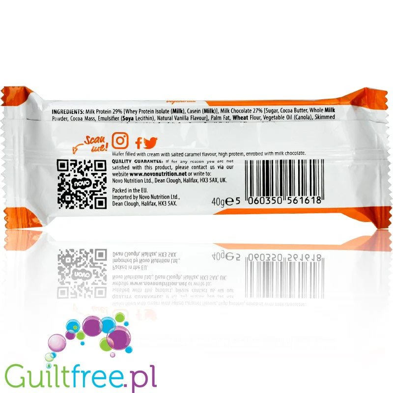 Novo Foods Wafer Salted Caramel - wafelek proteinowy, Biała Czekolada & Solony Karmel - Image 2