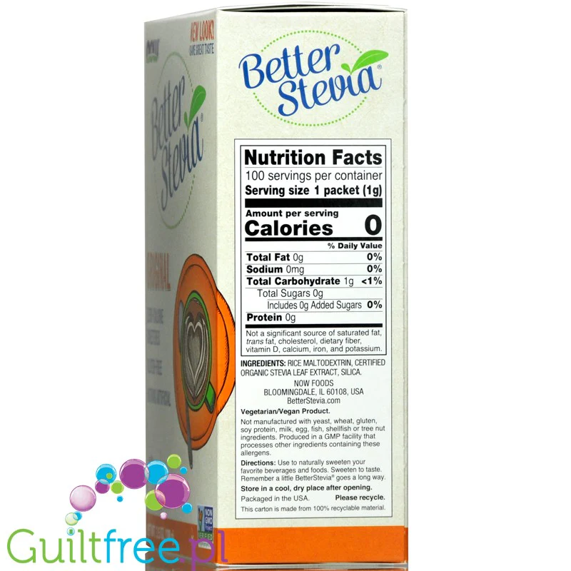 NOW Foods Better Stevia Original słodzik stewia 100 saszetek - Image 2