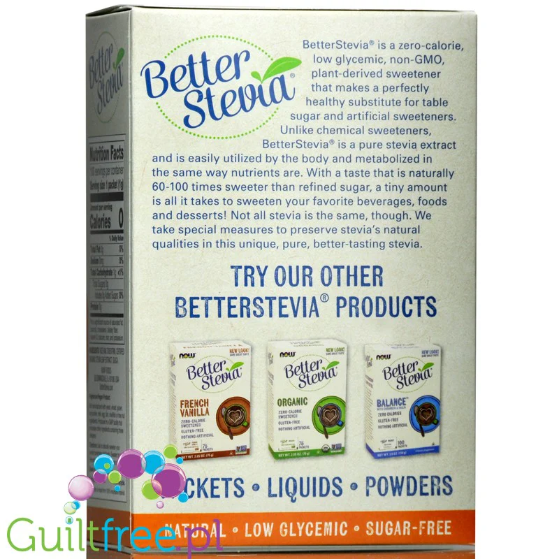 NOW Foods Better Stevia Original słodzik stewia 100 saszetek - Image 3