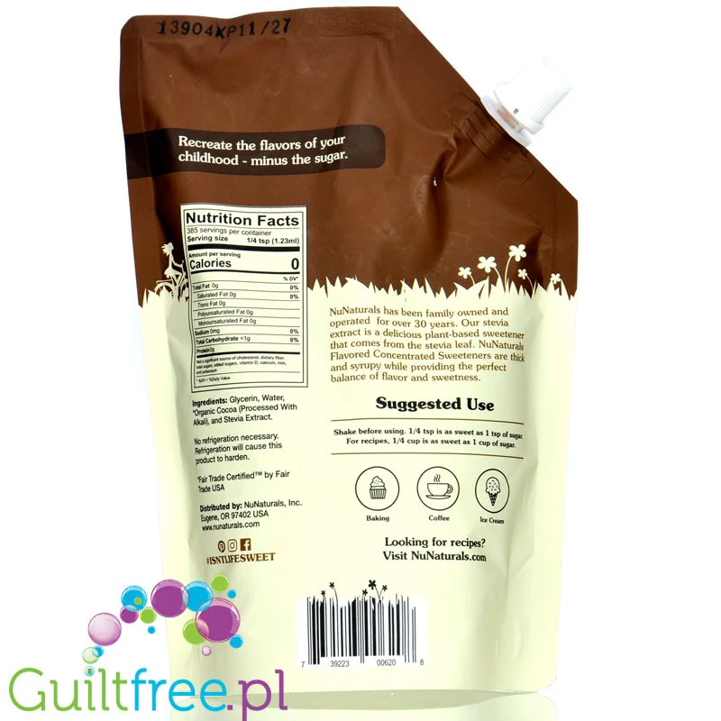 NuNaturals, NuStevia Cocoa Syrup - gęsty skoncentrowany syrop słodzący bez cukru - Image 5