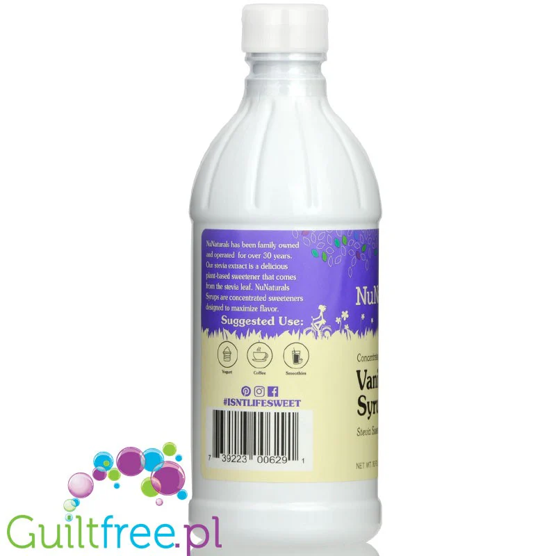 NuNaturals, NuStevia Vanilla Syrup - gęsty skoncentrowany syrop słodzący bez cukru - Image 2