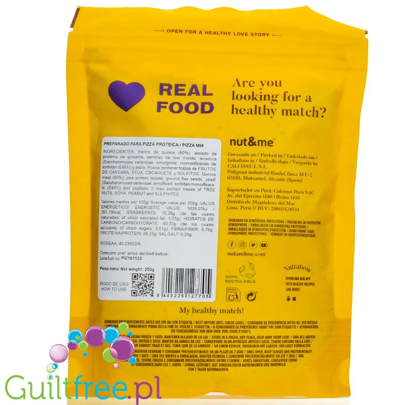 Nut & Me Mix Real Food Pizza base - wegańska pizza proteinowa low carb z quinoa, mieszanka do wypieku - Image 3