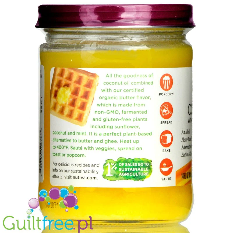 Nutiva Organic Buttery Coconut Oil - organiczny olej kokosowy o smaku masła, bezmleczny, wegański - Image 2
