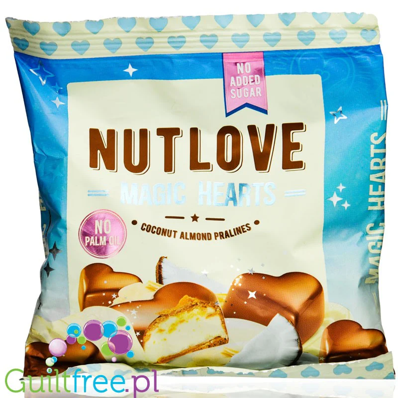 NutLOVE Magic Hearts Coconut Almond Pralines - Pralinki z czekolady mlecznej bez cukru