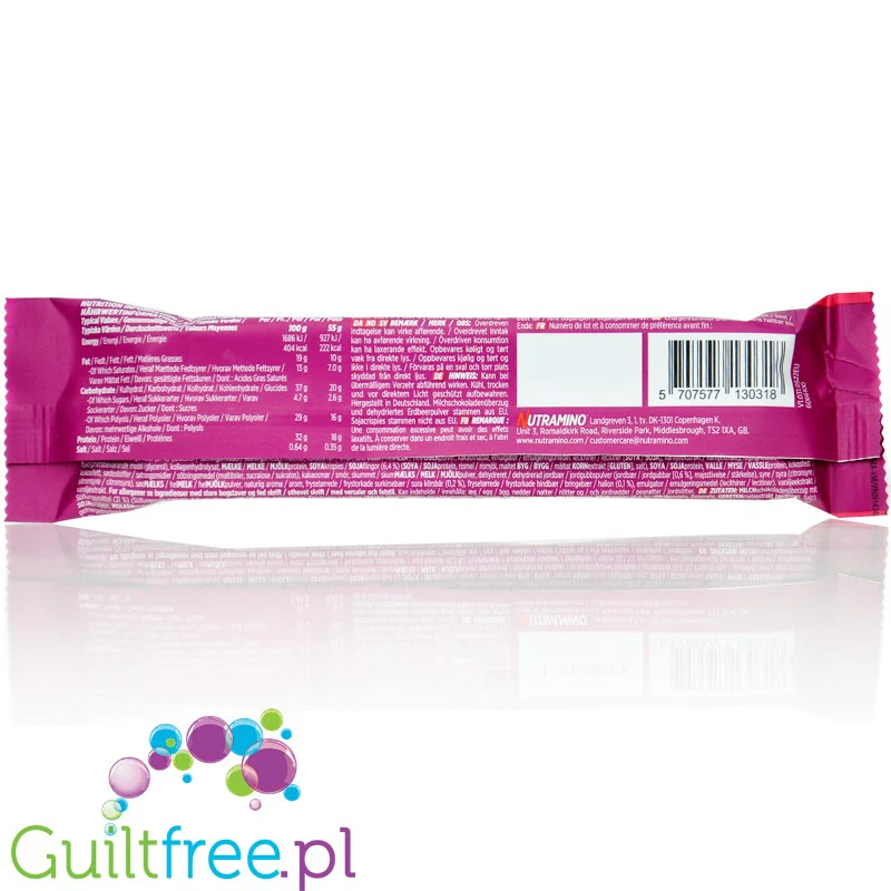 Nutramino Crispy Chocolate & Berries - niskocukrowy baton proteinowy 18g białka z owocami, karmelem i czekoladą - Image 2